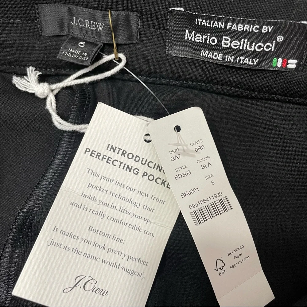 J‎ crew Skinny trouser in Italian ponte black Pants size 6 BD303 Made in Italy